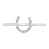 0.06ct 14k White Gold Diamond Horseshoe Ring